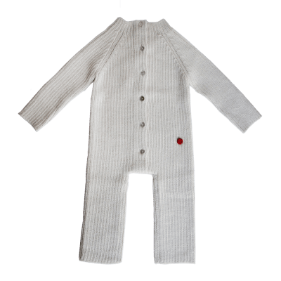 Ribbstickad Heldress Alpacka, Naturvit