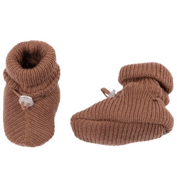 Booties i Ribbstickad Ull, Rostfärgad