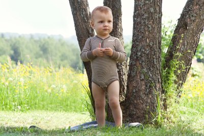 Body Ull/Siden, Valnötsbrun/Vit Randig