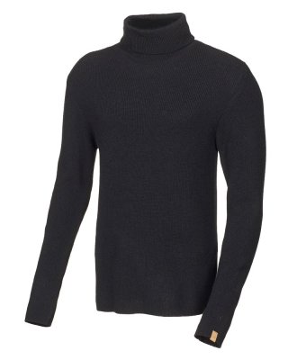 Tunn Stickad Polotröja Herr Ull, Svart