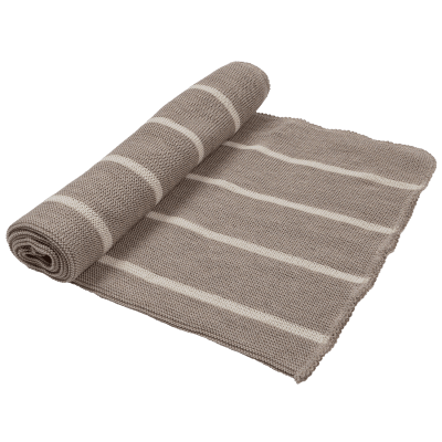 Slätstickad babyfilt , Randig Beige och Vit